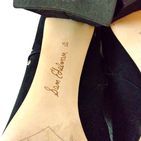 Sam Edelman Black Suede Ankle Boots Silver Studded Booties Size 8 - Picture 9 of 11